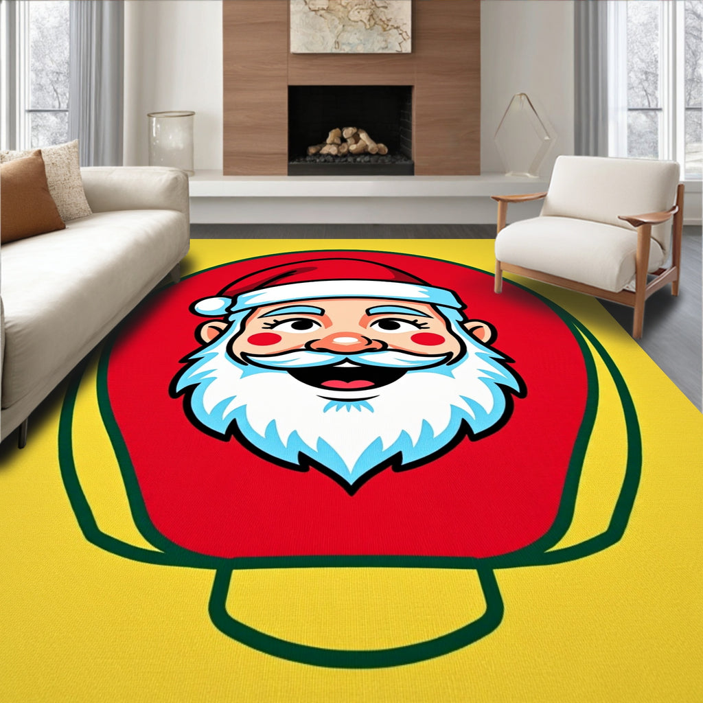 Jolly Santa Face Red Outline Rug