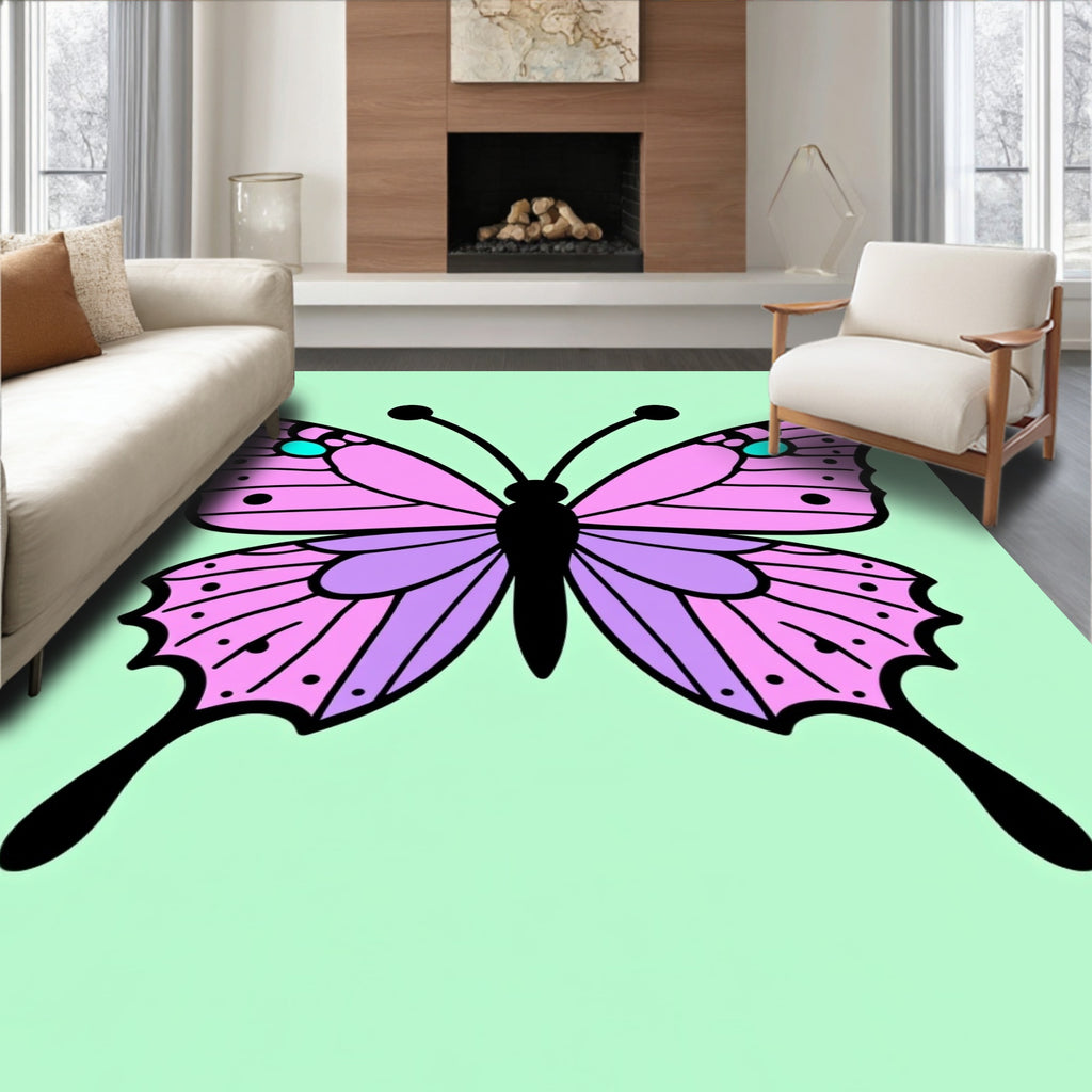 Pink Lavender Butterfly Garden Rug