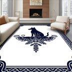 Deep Blue Sitting Dog Emblem Rug