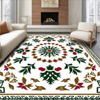 Emerald Green Red Geometric Medallion Rug