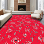 Whimsical Red Floral Scatter Rug