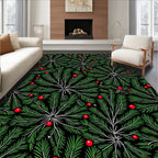 Green Pine Needle Red Berry Radiating Rug