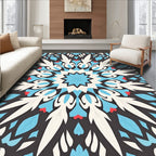 Intricate Teal White Floral Mandala Rug