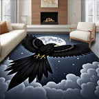 Night Black Bird Moon Sky Rug