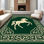 Green Cream Horse Ornamental Border Rug
