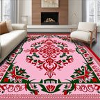 Ornate Red Green Filigree Medallion Rug