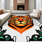 Bold Orange Tiger Floral Border Rug