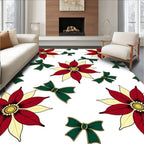 Crimson Yellow Poinsettia Bow Rug