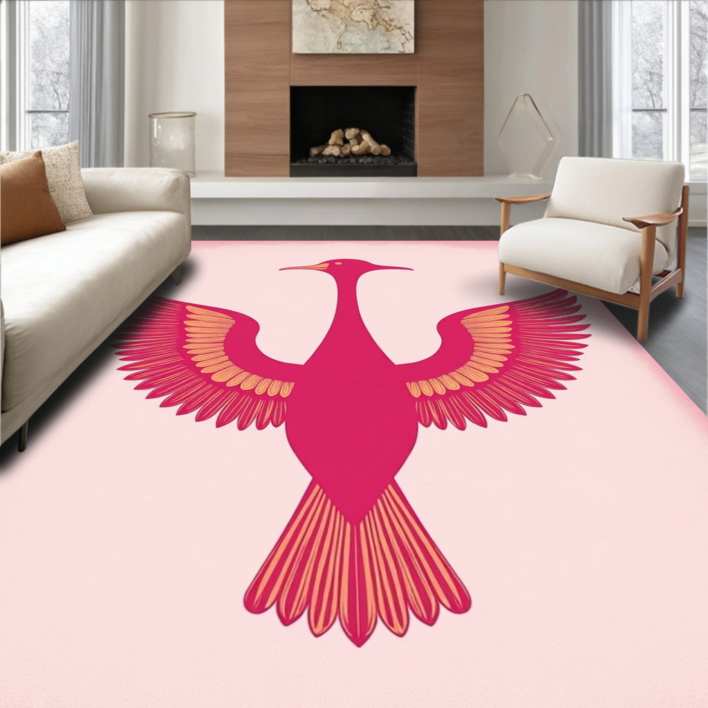 Pink Flamingo Winged Bird Aura Rug