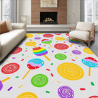 Whimsical Rainbow Swirl Pops And Sprinkles Rug