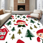 Whimsical Gnomes Red Houses Evergreen Forest Rug
