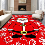 Classic Red Santa Claus Snowflakes Rug