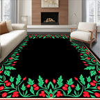 Vibrant Red Green Berry Garland Rug
