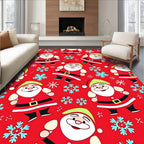 Jolly Santa Claus Snowflake Christmas Rug