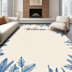 Blue Fern Border Welcome Mat Rug