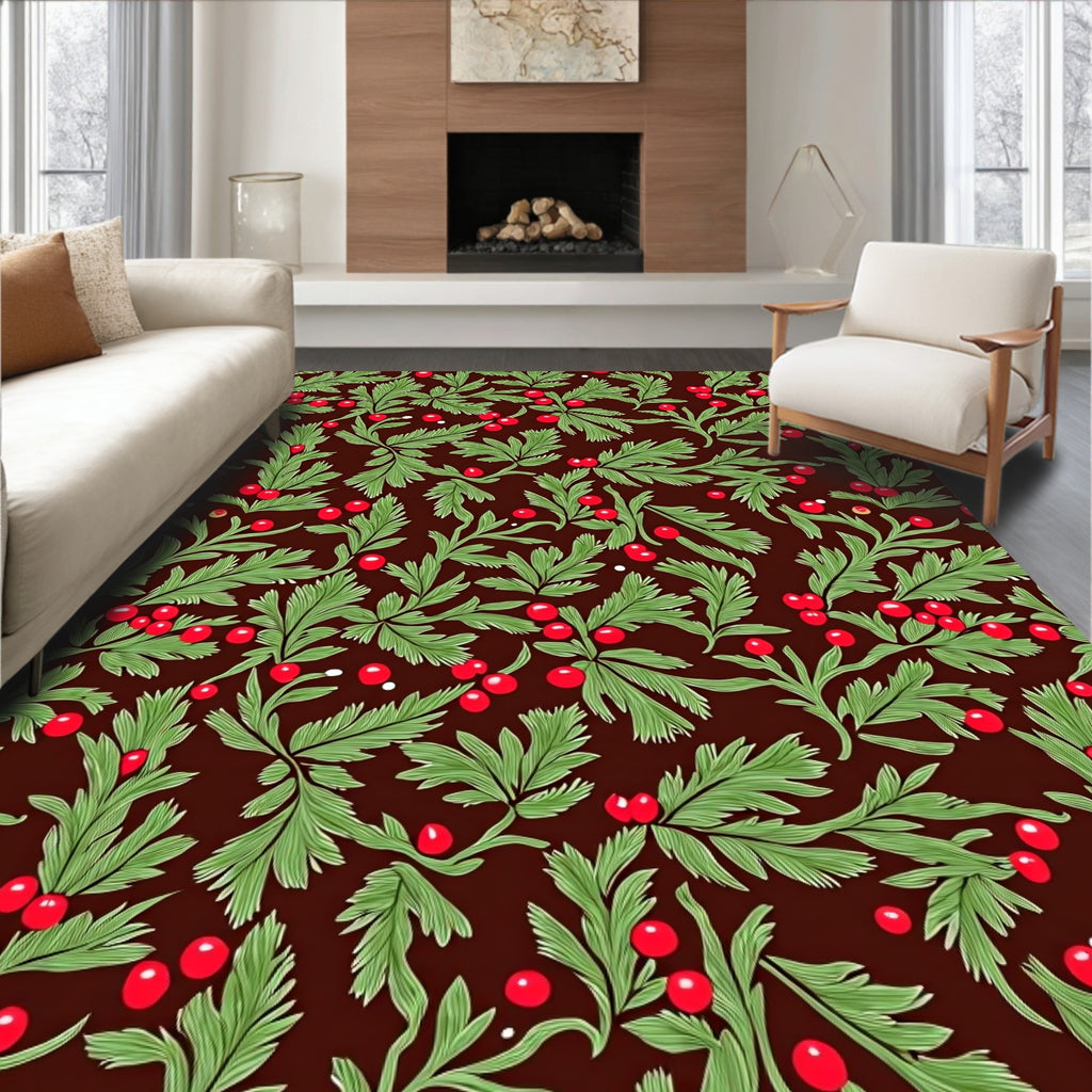 Evergreen Berry Garland Red Rug