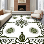 Dark Green Ornate Floral Medallion Rug
