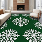 White Snowflake Overlay Emerald Rug