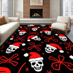 Red Skull Santa Hat Scatter Rug