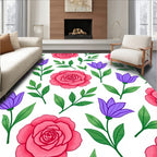 Pink Rose Purple Tulip Garden Rug