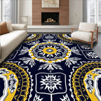 Navajo Inspired Medallion Blue Yellow Rug