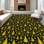 Golden Pine Trees and Stars Rug
