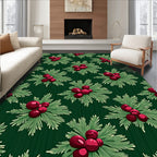 Deep Green Berry Sprig Cluster Rug