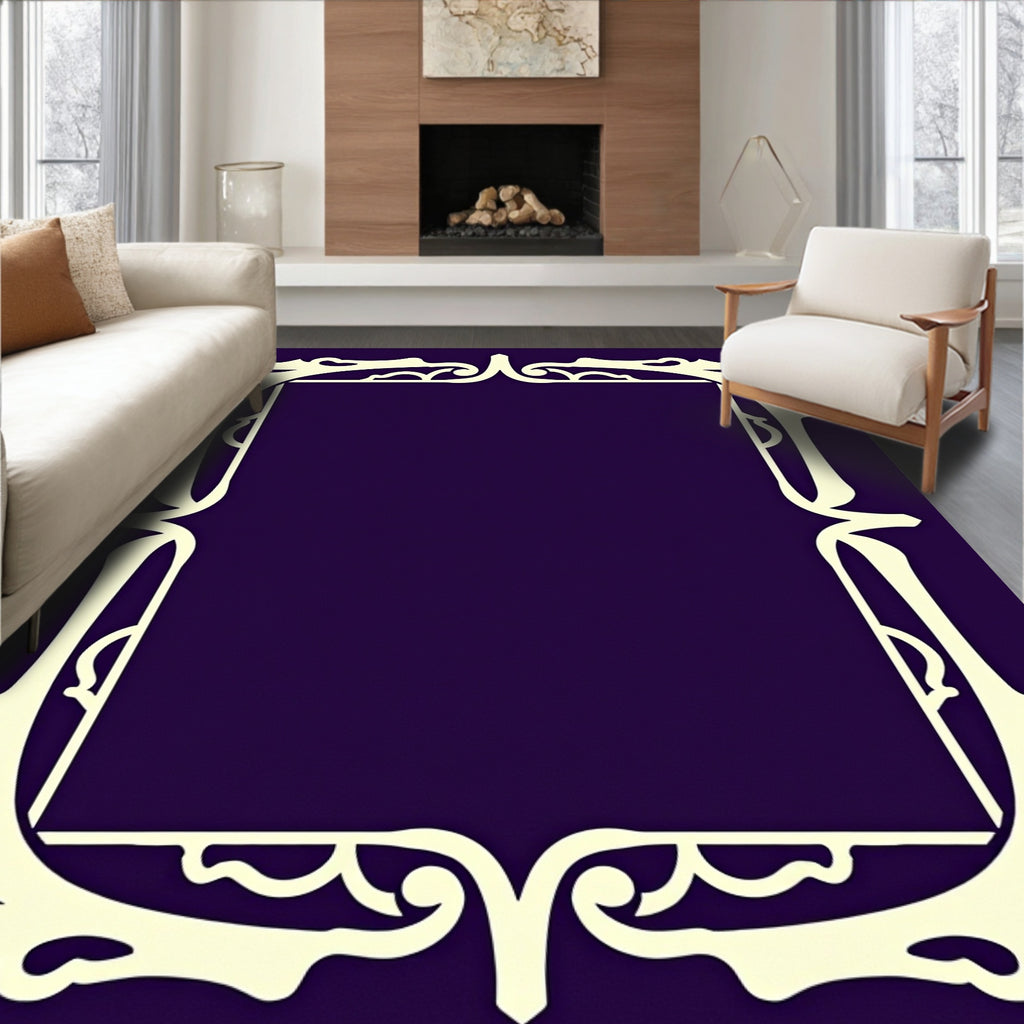 Victorian Cream Edged Violet Centerpiece Rug