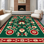 Crimson Festive Holly Garland Bells Rug