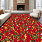 Whimsical Red Floral Vine Balls Rug