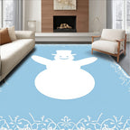 White Snowman Blue Lace Border Rug