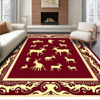Crimson Deer Ensemble Ornate Border Rug