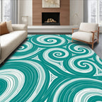 Teal Spiral Wave Swirl Repeat Rug