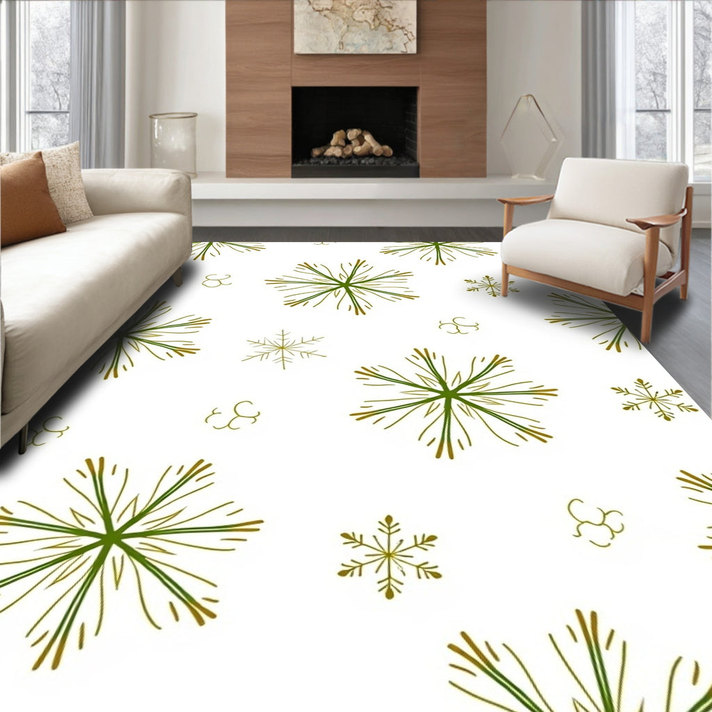 Elegant Green Snowflake Scatter Rug