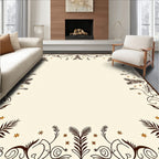 Deep Brown Fern Scroll Frame Accents Rug