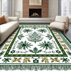 Emerald Green Leafy Branch Medallion Rug