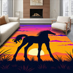 Vivid Sunset Horse Silhouette Rug
