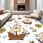Nautical Ships Anchors Wheels Clouds Rug