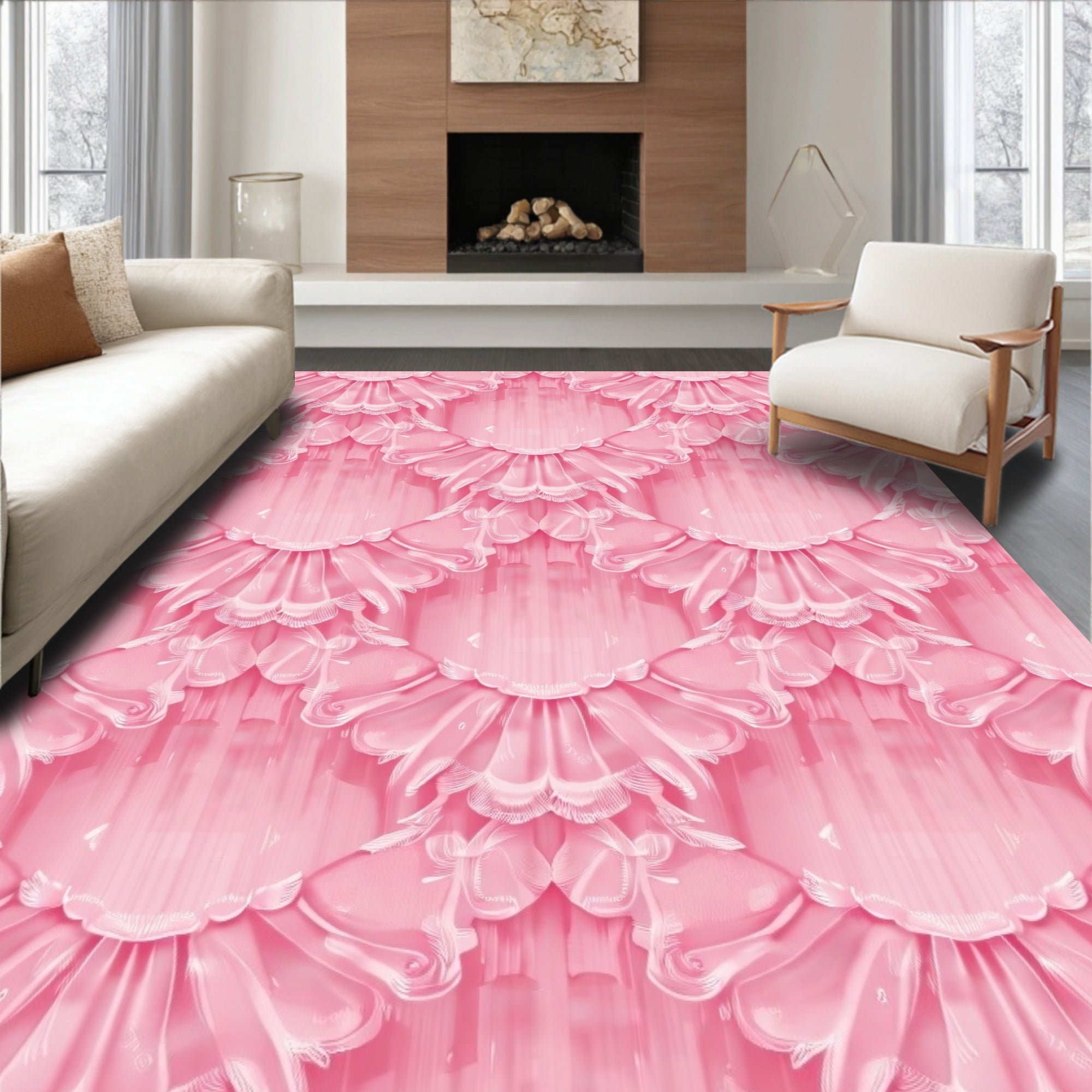 Sweet Rosette Geometric Lacework Rug