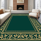 Deep Emerald Vine Border Rug