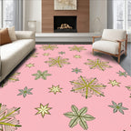 Soft Pink Green Snowflake Sprinkle Rug