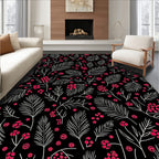 Bold Red Berry Winter Sprig Rug