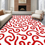 Bold Red Swirls Abstract Rug