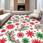 Red Green Starburst Blossom Scatter Rug