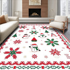 Jolly Snowman and Pine Tree Holiday Rug