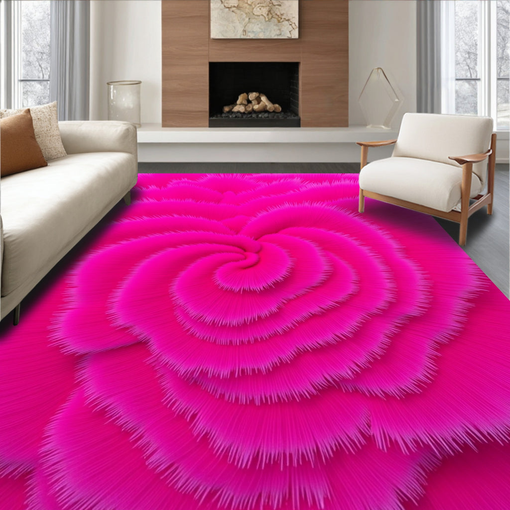 Vibrant Fuchsia Swirl Bloom Rug
