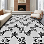 Whimsical Black And White Animal Forest Rug