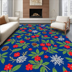 Red Floral Snowflakes And Acorns Rug