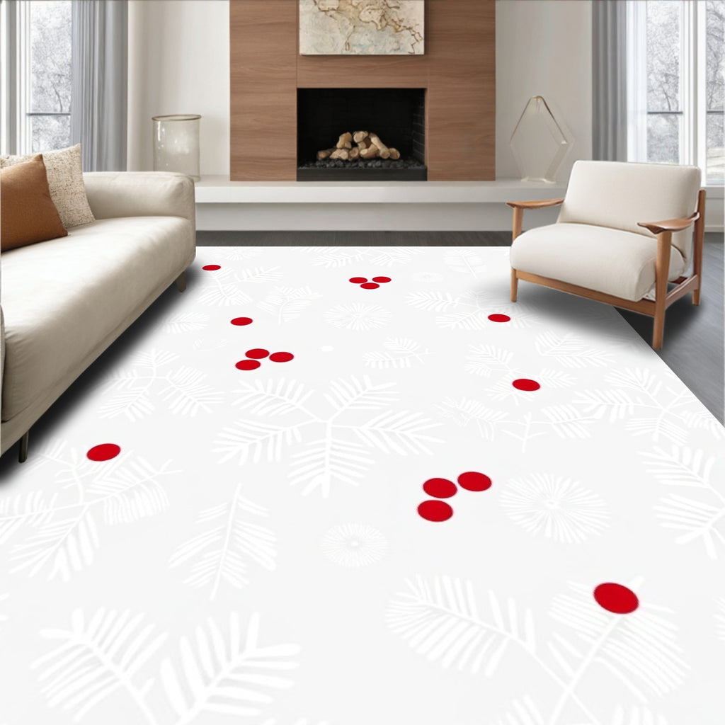 Winter White Pine Sprig Berry Rug