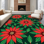 Vibrant Red Poinsettia Garden Rug